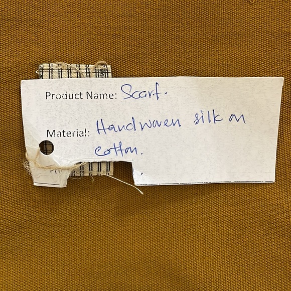 Beautiful Handmade Scarf CDK Bhutan Silk and Cotton Earth Toned Brown Tan Green - Picture 3 of 5